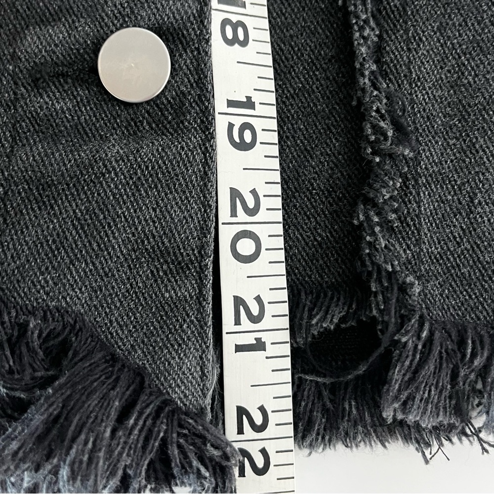 POL Star Spangled Kisses Washed Black Distressed Denim Jean Jacket M Boho - Picture 8 of 9